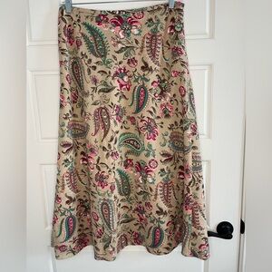 East 5th Linen Blend Paisley A-Line Maxi Skirt Academia Boho Preppy 12